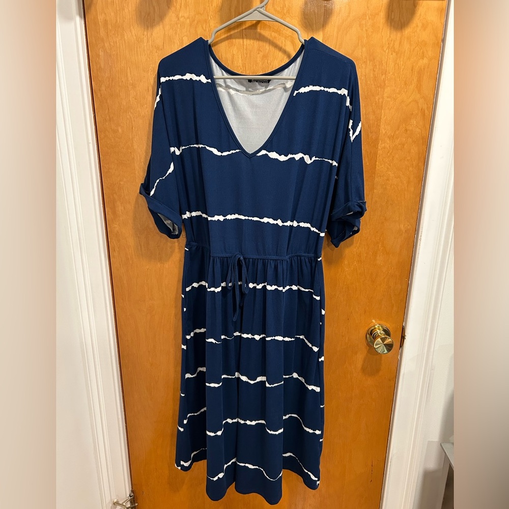 Navy blue stripped summer dress